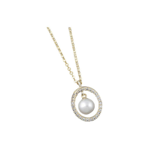 Picture of PEARL IN GOLD PLATED OVAL NECKLACE